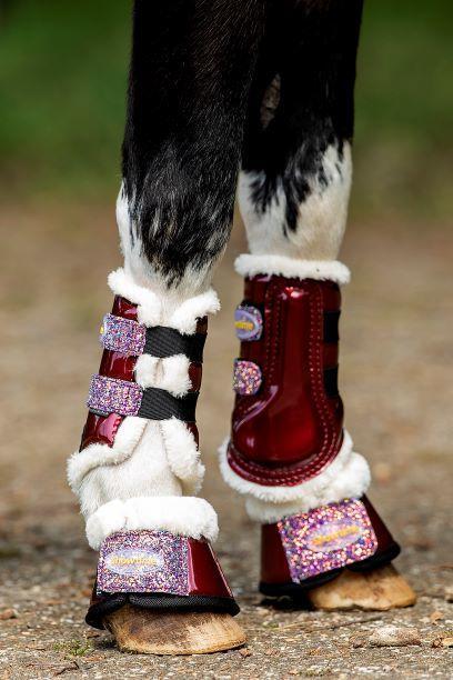 228 Show-time Gold Rush Glitter training tendon boots small size champagne color 3XS horse foot protection