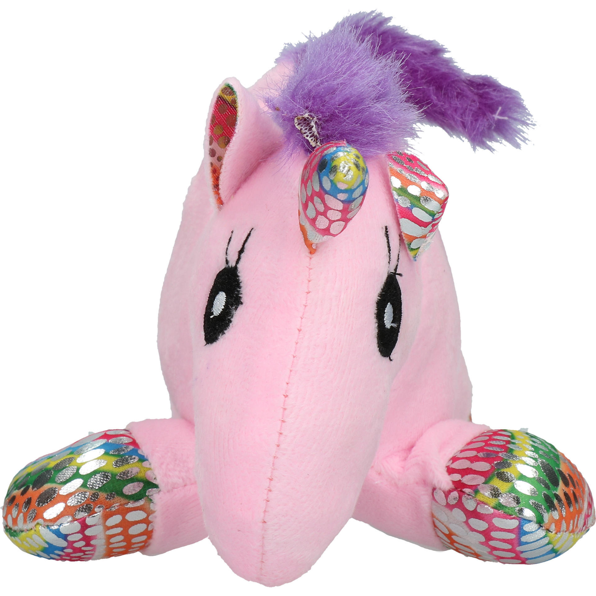 Plush dog toy with unicorn beeper