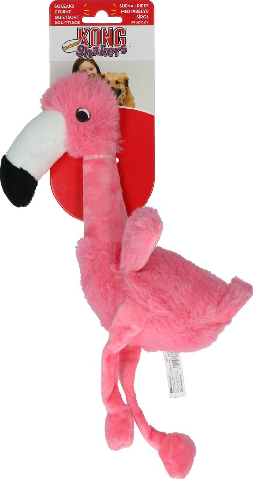 Beeping flamingo small plush dog toy