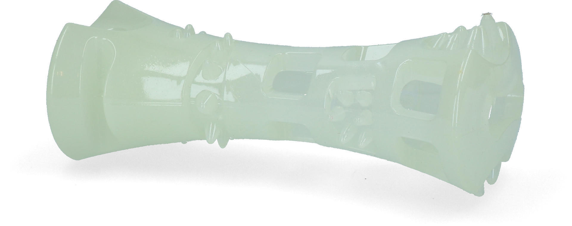 Dog toy in the shape of a glowing bone