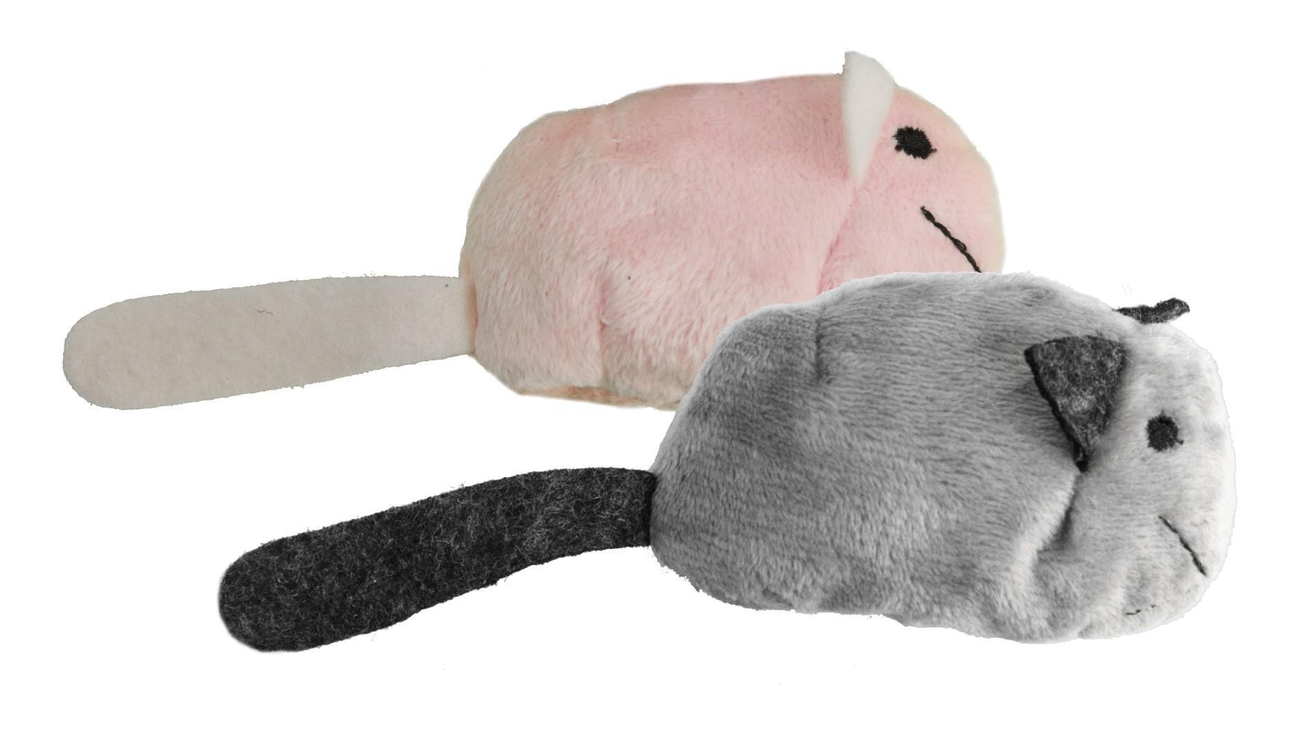 Crazy cat fat mouse grey pink plush cat toy with cat root