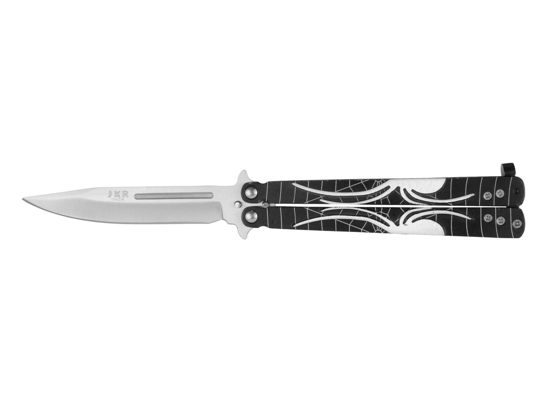 JKR343 butterfly knife with spider pattern