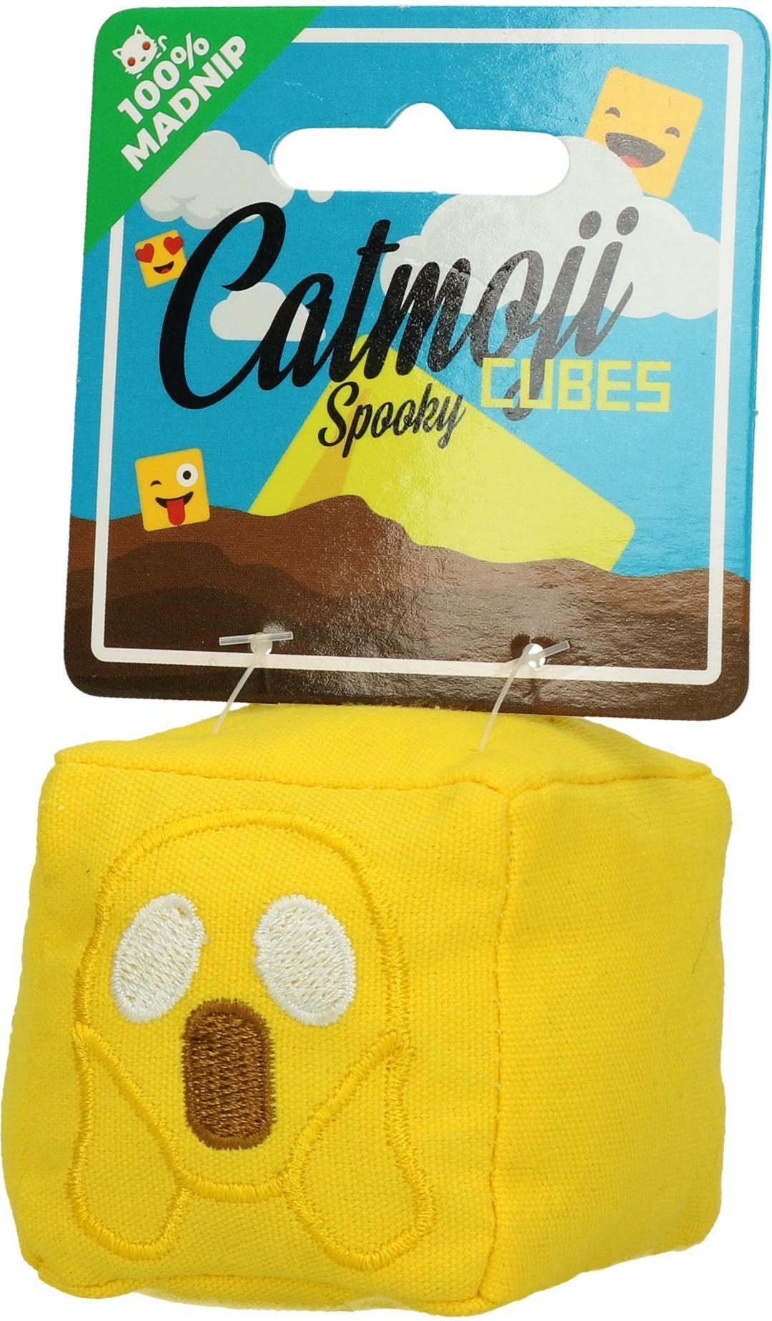 Emoji Cat Cube Spooky cat toy with plush cat root