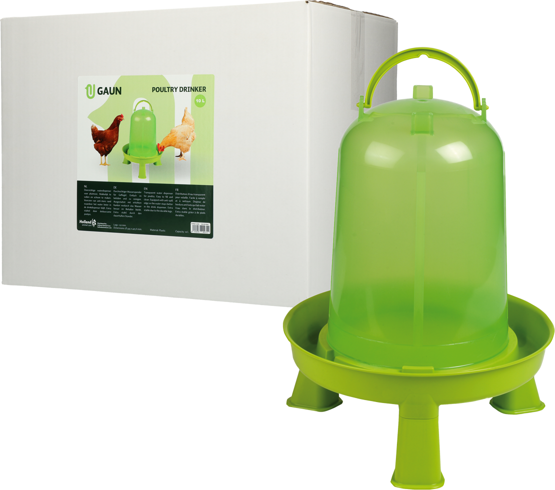Poultry drinker with feet 10 l green lemon