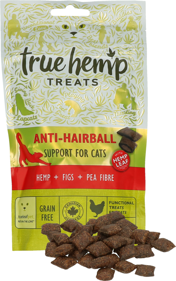 Real hemp aid against cat hairball, medicinal cat food