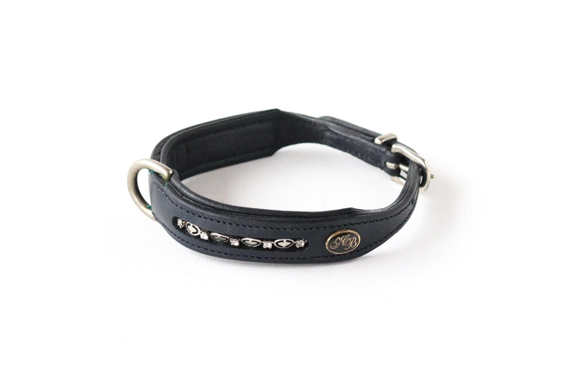 021 Dog Collar Bling Bling 1 Black 40cm leather special collars