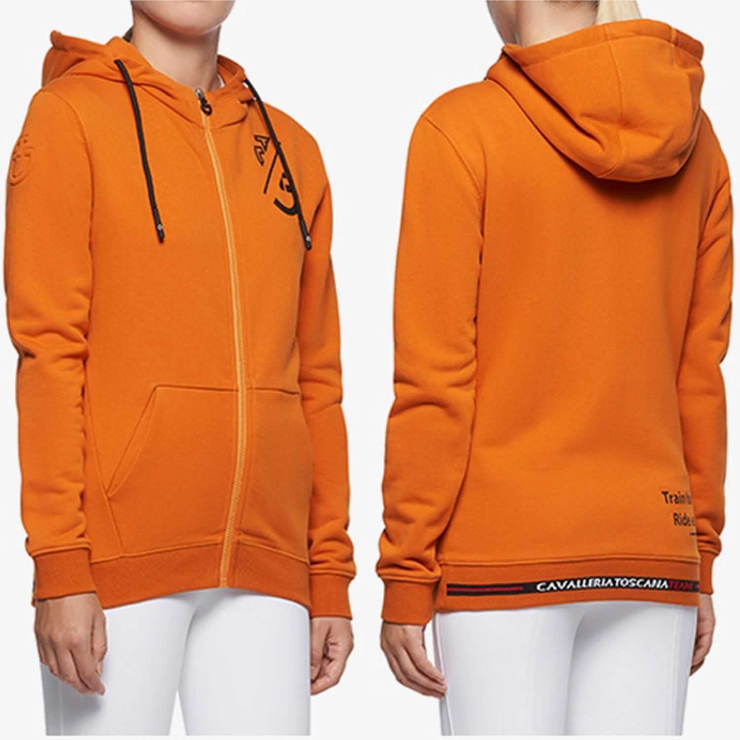 Woman rider  sweatshirt with zip and hood