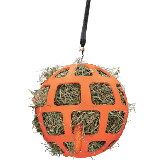 Flexible ball hay feeder for horses 22 cm orange