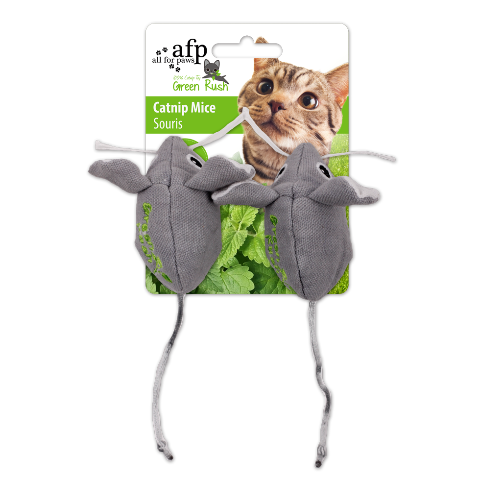 Green run - mice stuffed with catnip, cat toy
