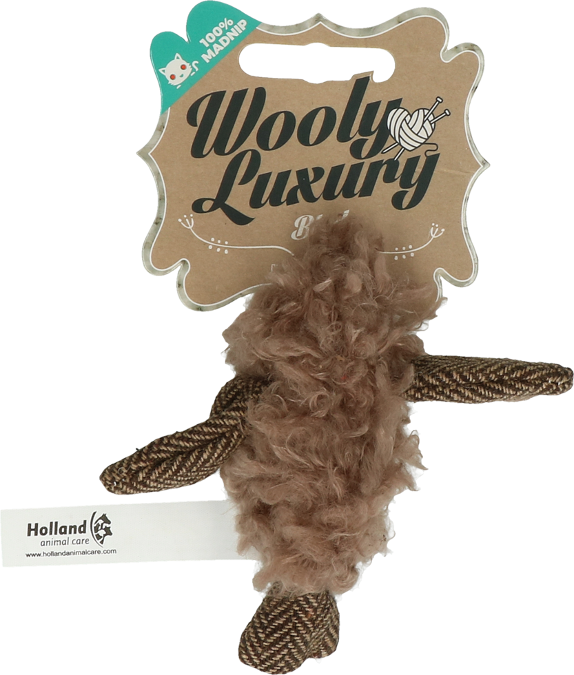 Woolly luxury bird brown cat toy