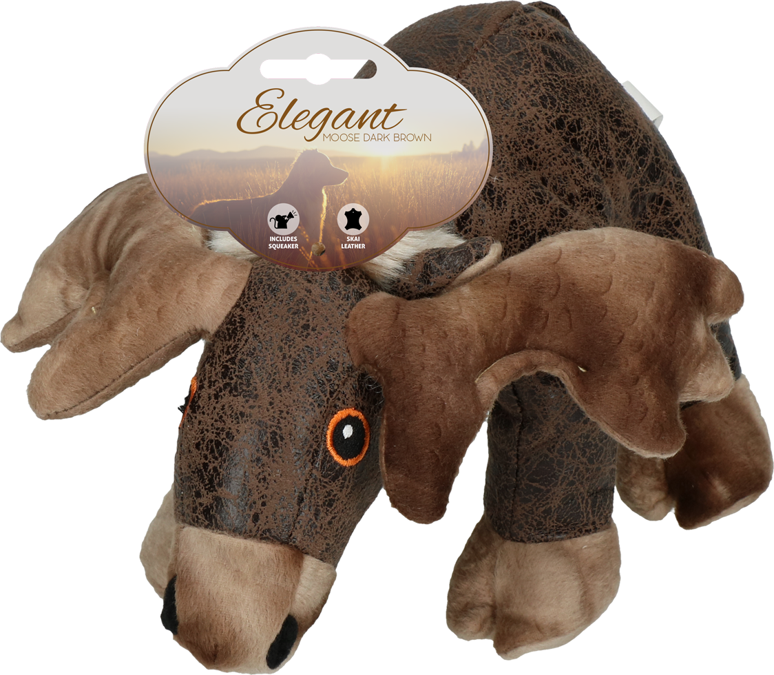 dark brown moose soft dog toy