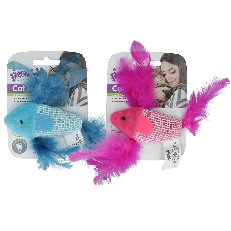Fish with feather cat toy stuffed with catnip