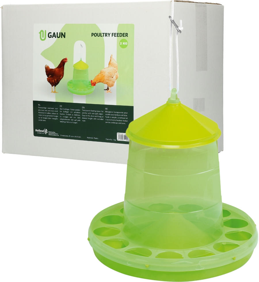 Poultry feed, feeder 2 kg green