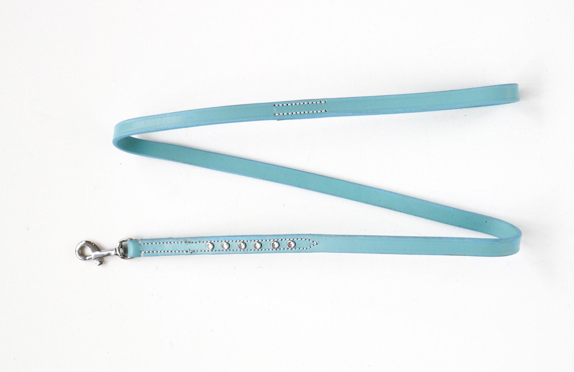 038 Leather dog leash pink decorated 100cm special