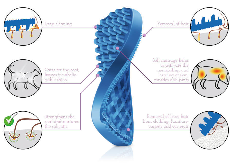 Cat short hair brush blue, cat grooming, comb