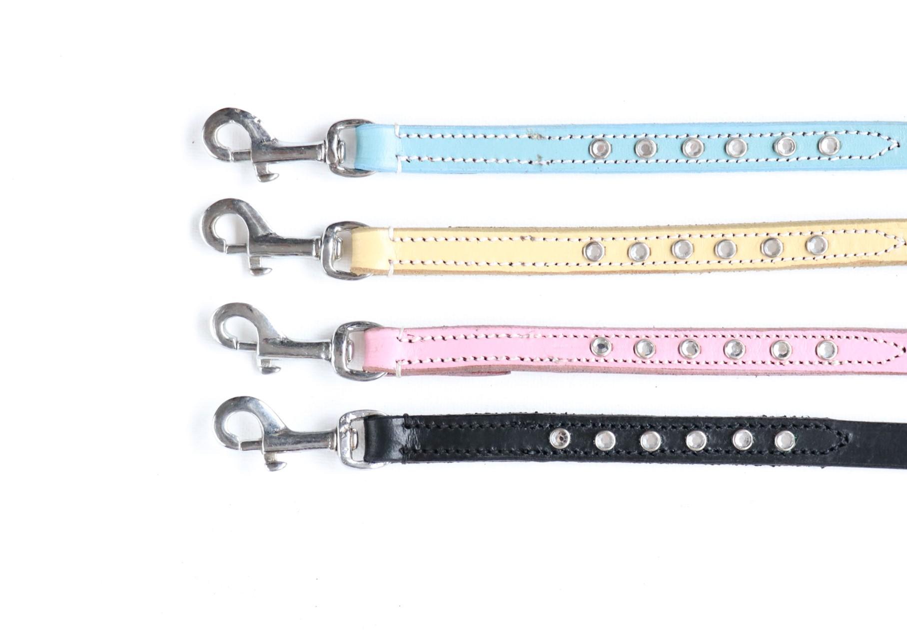 038 Leather dog leash pink decorated 100cm special