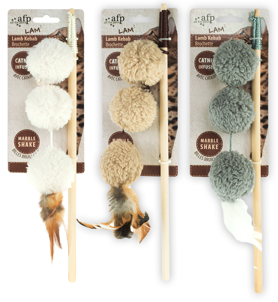 Lambswool-Lamb Kebab Wand Catnip feathered cat toy