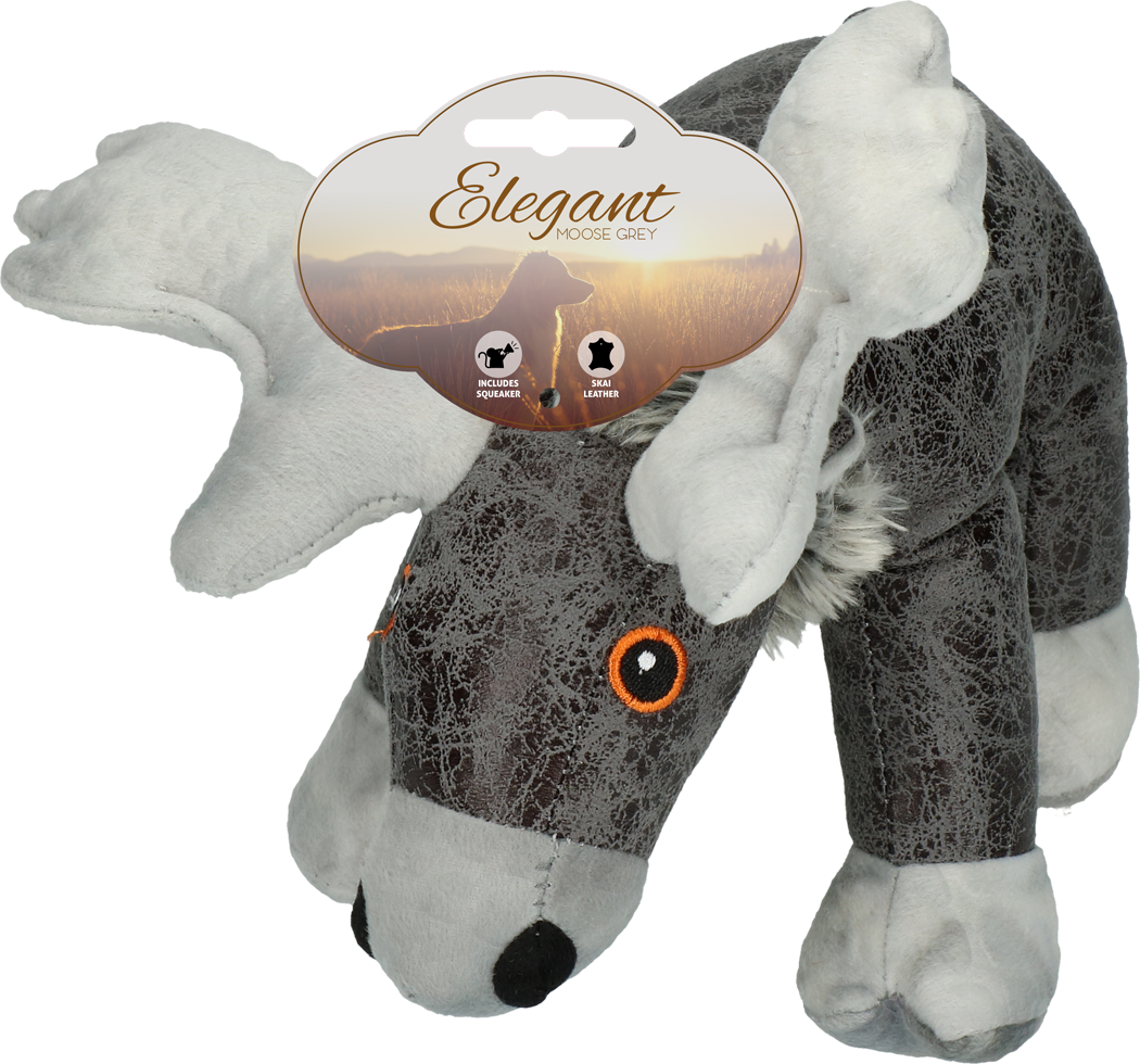 grey moose soft dog toy