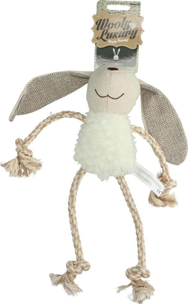 Bunny with rope dog toy plush