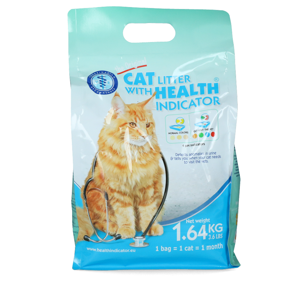 Litter tray with disease indicator and strong odour barrier, litter, house cleanliness