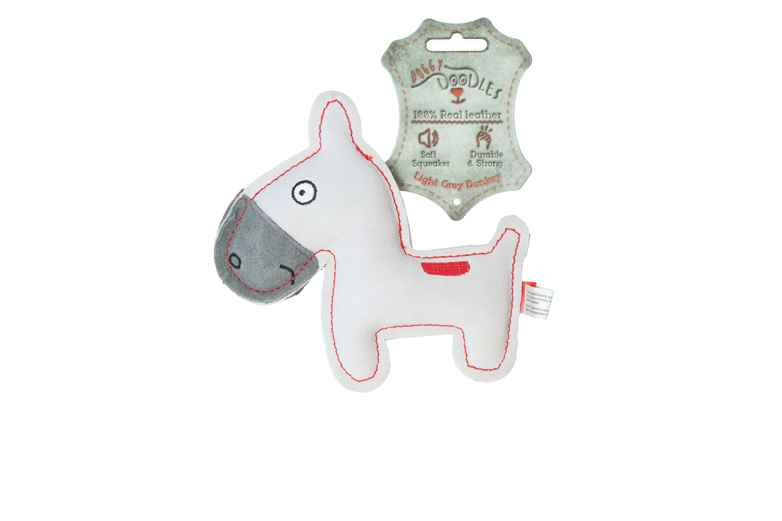 Doggy Doodles light grey donkey dog toy plush