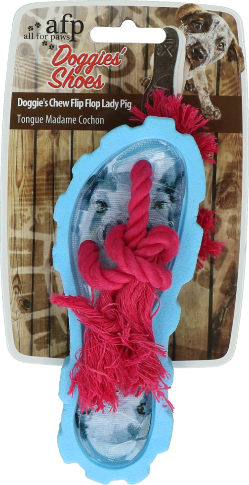 Dog chew toy blue shoes with purple rope dog toy