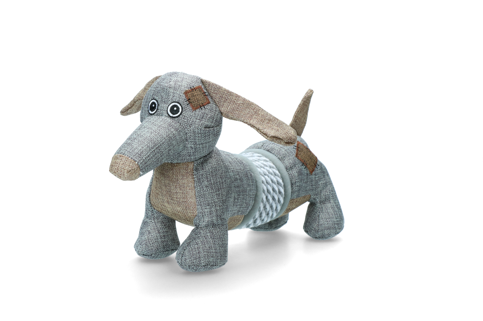 Plush dog toy with foldable spring