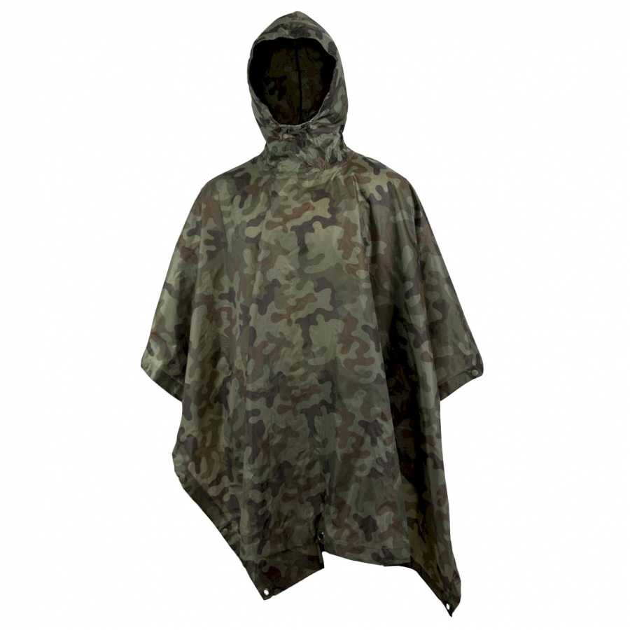 Ripstop poncho, raincoat with camouflage pattern