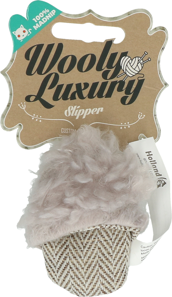 Wool luxury slippers grey cat toy