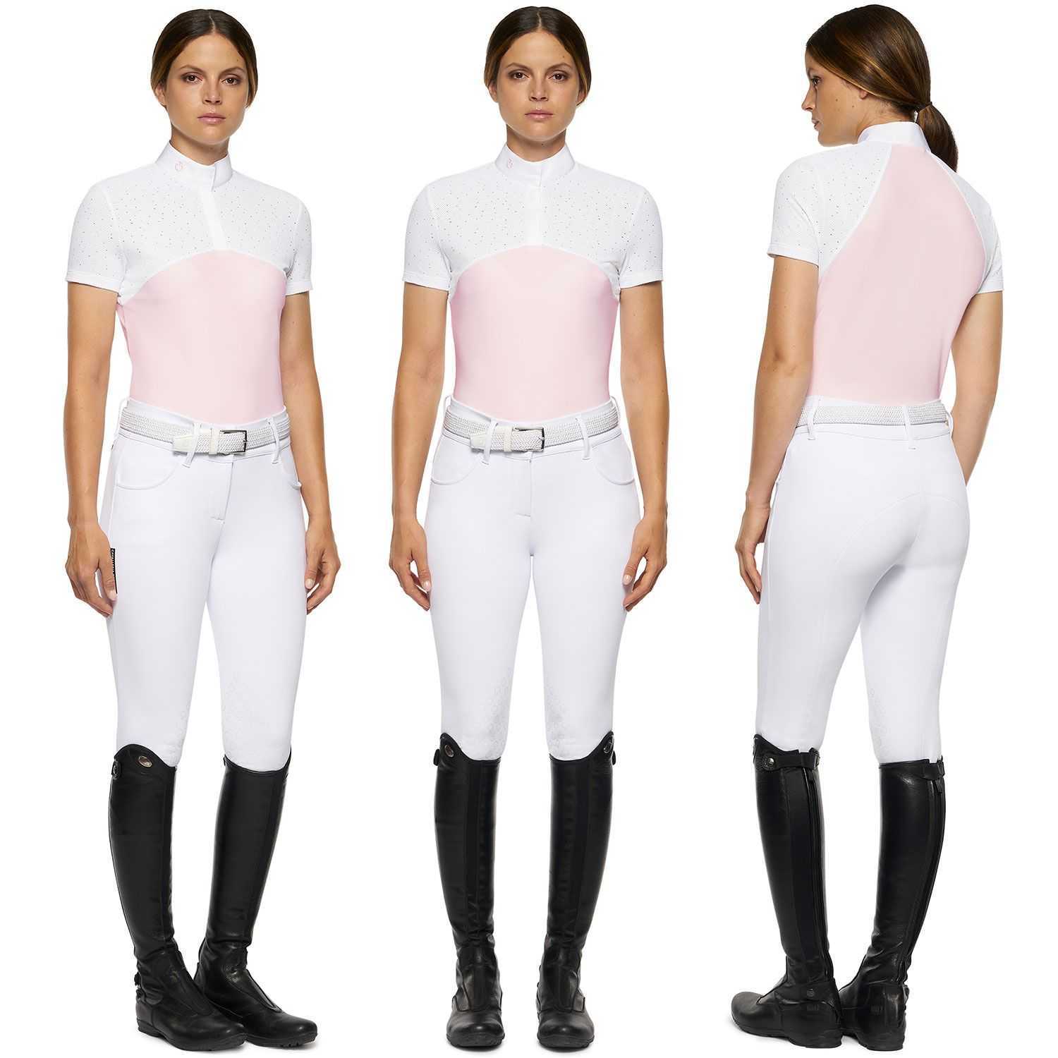 Women's  rider competition shirt perforated inserts